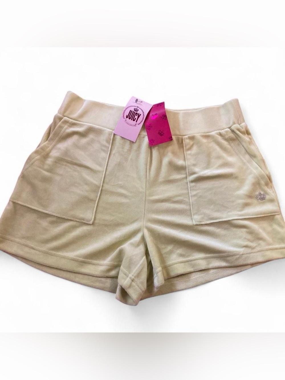 NWT Juicy Couture Velour Shorts Lime Candy Light Green/Pockets Size Small